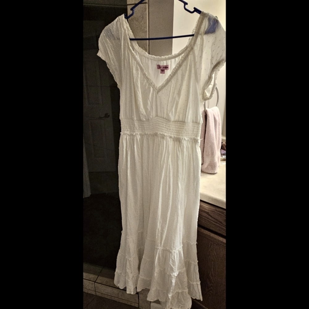 Betsey Johnson white cotton midi dress L